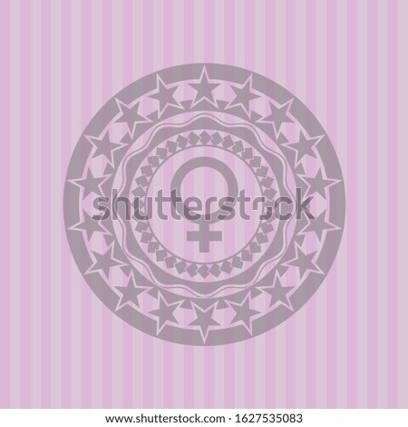 female icon inside retro style pink emblem