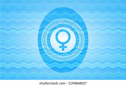 female icon inside water representation emblem background.