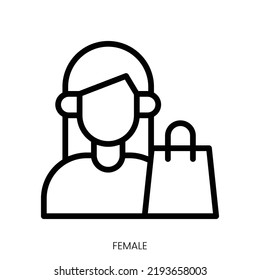 female icon. Line Art Style Design Isolated On White Background