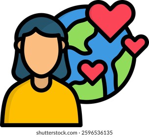 Female Icon Lineal Color Vector Illustration