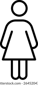 Female Icon: A minimalist illustration of a female figure, simply and elegantly depicted using clean lines and basic geometric shapes, conveying a universally recognized symbol of womanhood.