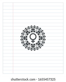 female icon pencil emblem. Vector Illustration. Detailed.