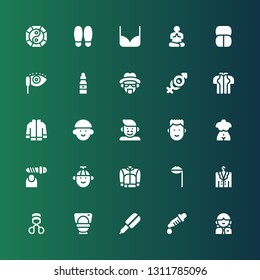 female icon set. Collection of 25 filled female icons included Woman, Dropper, Hair straightener, Toilet, Eyelashes curler, Jacket, Lips, Boy, Nail file, Bust, Father, Avatar