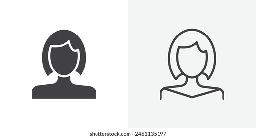 Female Icon Set. Girl Face Vector Symbol. Female Avatar Sign. Lady Teacher Representation.