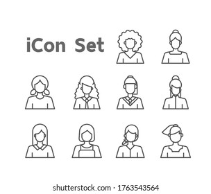 Female icon set for user interface design various elements for web or artwork
