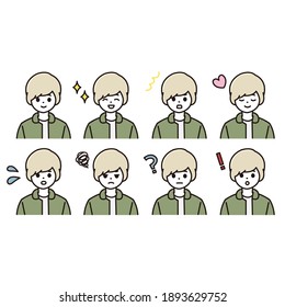 Female icon set with various facial expressions