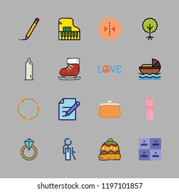 female icon set. vector set about ice skate, edit, purse and condom icons set.