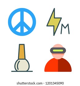 female icon set. vector set about flash, peace, virtual reality and nail polish icons set.
