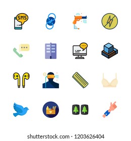 female icon set. vector set about earphones, flat, hebrew and comb icons set.