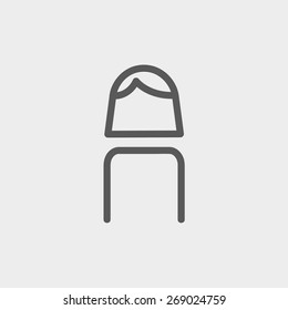 Female icon thin line for web and mobile, modern minimalistic flat design. Vector dark grey icon on light grey background.