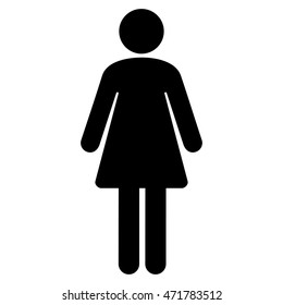 Female icon. Vector style is flat iconic symbol with rounded angles, black color, white background.
