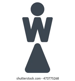 Female icon. Vector style is flat iconic symbol with rounded angles, smooth blue color, white background.