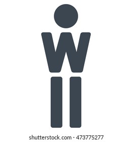 Female icon. Vector style is flat iconic symbol with rounded angles, smooth blue color, white background.