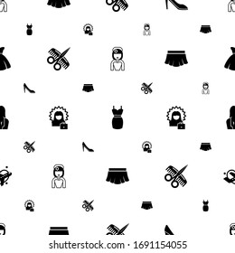 female icons pattern seamless. Included editable filled bride, dress, woman shoes, Hairdressing salon, successful woman, skirt, businesswoman icons. female icons for web and mobile.