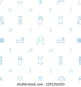 female icons pattern seamless white background. Included editable line booty fitness, hairstyle, search sperm, woman pants, swimsuit, swim suit icons. female icons for web and mobile.