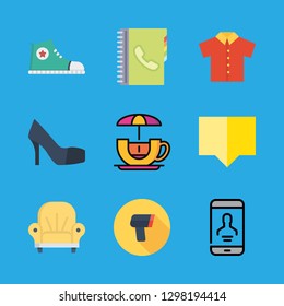 female icons set with chat, sit down and scanning vector set