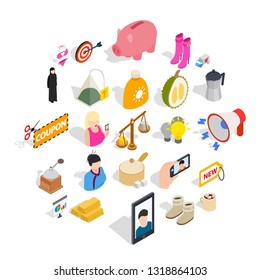 Female icons set. Isometric set of 25 female vector icons for web isolated on white background