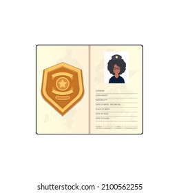 Female ID police documents vector illustration flat icon isolated.