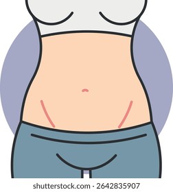 Ilustração feminina destacando abdômen plano com roupas esportivas