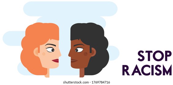 Female illustration showing stop racism.
Say no to racism. 