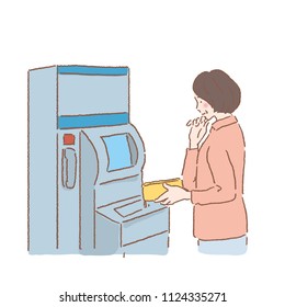 Female illustration using ATM
