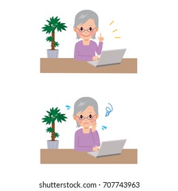 Female illustration using a laptop computer