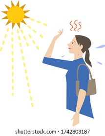 Female illustration vectors that seem to have heatstroke in the heat