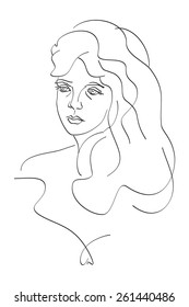 Female image. Line drawing.