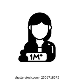 Female Influencer Glyph Icon, Vector illustration