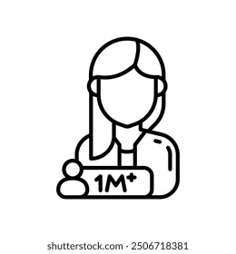 Female Influencer Outline Icon, Vector illustration