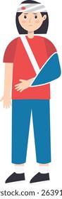 Female Injury and Pain Illustration in Flat Cartoon Design. Isolated Vector Character