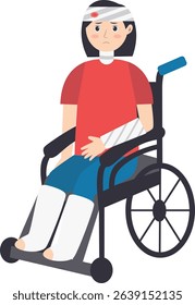 Female Injury and Pain Illustration in Flat Cartoon Design. Isolated Vector Character