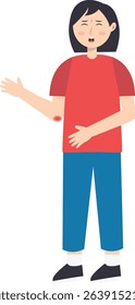 Female Injury and Pain Illustration in Flat Cartoon Design. Isolated Vector Character