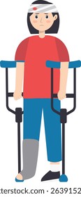Female Injury and Pain Illustration in Flat Cartoon Design. Isolated Vector Character