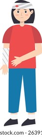 Female Injury and Pain Illustration in Flat Cartoon Design. Isolated Vector Character