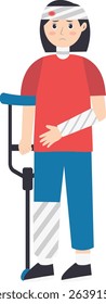Female Injury and Pain Illustration in Flat Cartoon Design. Isolated Vector Character