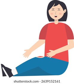 Female Injury and Pain Illustration in Flat Cartoon Design. Isolated Vector Character