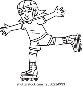 Female Inline Skater Lifting One Foot Isolated 