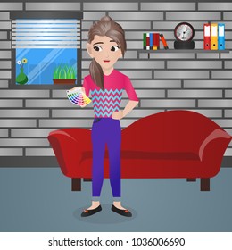 Female Interior Designer Holding Color Palette