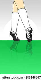 Female Irish Dancer in Ghillies Pointing Toe