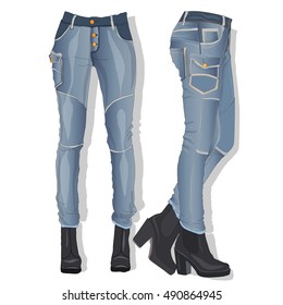 Female jeans. Vector illustration.