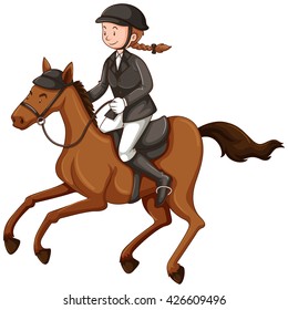 Female jockey doing equestrian illustration