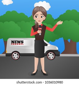 Female Journalist Holding Mic
