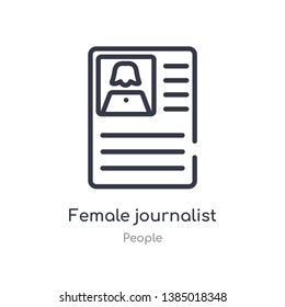 female journalist outline icon. isolated line vector illustration from people collection. editable thin stroke female journalist icon on white background