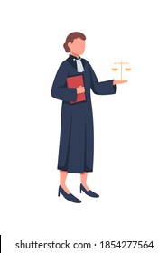 Las mujeres juzgan el carácter vectorial de color plano sin rostro. Derecho, justicia. Tribunal Supremo. Mujer con báscula. Tribunal legal. Juicio en la corte ilustraciones de caricatura aisladas para diseño gráfico web y animación