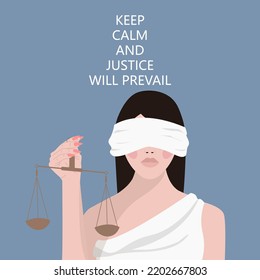 Female judge flat color vector character. Law, justice. Supreme court. Blindfolded woman in a white toga holding scales in her hand. Legal tribunal. Illustration for web design. Vector illustration