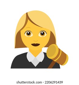 Female judge with gavel emoji vector