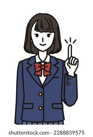 Female junior high school students and high school students with pointing pose