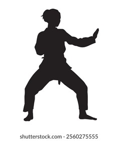 Female karate warrior silhouette illustration