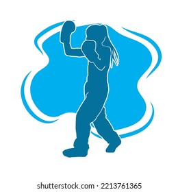 Female Kickboxing Vector Silhouette On White Background